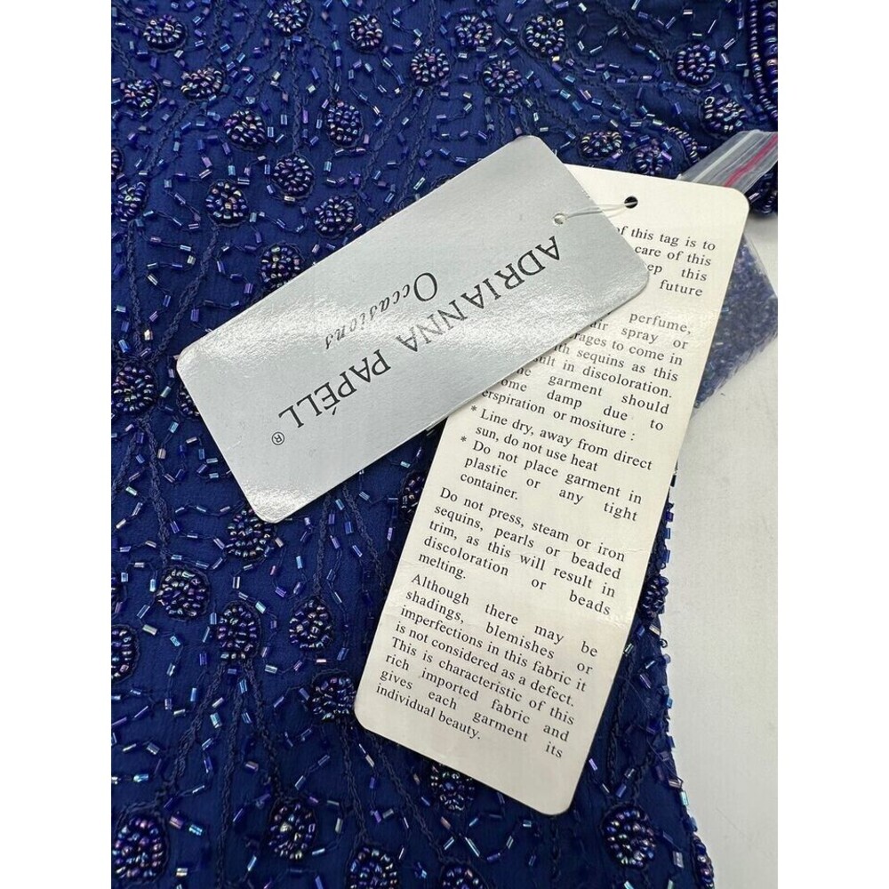 Adrianna Papell Occasions Silk Beaded Top Size P12 Purple Blue Shade Zipper Back - Picture 5 of 7